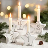 BOFUNX 4er Adventszahlen Kerzenhalter Holz Kerzenständer 1 2 3 4 Adventskranz Zahlen Holz Kerzenhalter für Adventskranz Tischdeko Weihnachtsdeko Weihnachten Geschenk