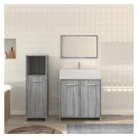 VidaXL Badmöbel-Set Grau 3-tlg. Sonoma Holzwerkstoff