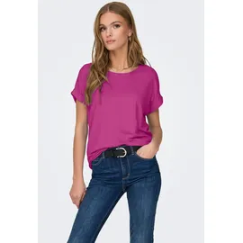 Only T-Shirt ONLMOSTER – Kurzarmshirt mit Aufschlag und klassischem Look Viskosemischung, regular fit lila S (36)