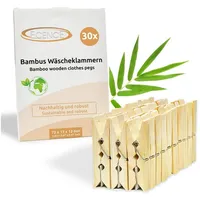 ECENCE Wäscheklammern Holzklammern Bambus 72 x 17 x 12mm