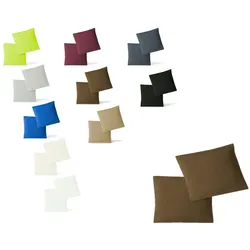 EXKLUSIV HEIMTEXTIL Kissenhülle Kissenbezug Doppelpack mit Reißverschluss hochwertige Jersey Qualität Schokobraun 40 x 40 cm