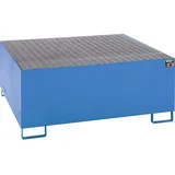 eurokraft | pro | Stahl-Auffangwanne für Tankcontainer IBC/KTC | LxBxH 1460 x 1460 x 630 mm | Auffangvolumen 1000 l | lackiert | blau RAL 5012