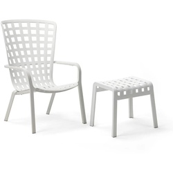 NARDI - Folio verstellbarer Outdoor-Sessel + Poggio Hocker, bianco