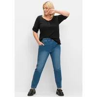 Sheego Henleyshirt in schwarz | Gr.: 44-46