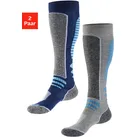 Skisocken LASCANA ACTIVE, Damen, Gr. 35-38, blau (1x marine mit grau mouline, 1x hell grau melange mit grau mouline), Polyamid, Polyester, Elasthan, meliert, Socken, mit verstärkten Belastungszonen