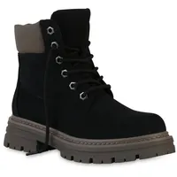 VAN HILL Damen Worker Boots in Schwarz