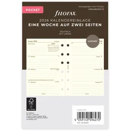 Filofax Kalender Pocket 1 Woche auf 2 Seiten Weiß 2026