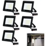 YRHome 5x 100W LED Strahler Außen Superhell LED Scheinwerfer Außen IP66 Wasserdicht Flutlicht LED Fluter Kaltweiß 7000LM Aussenstrahler Flutlichtstrahler Baustrahler für Hof, Garten, Lager, Hof