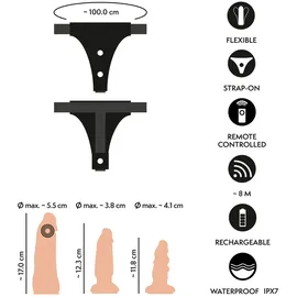 You2Toys 4-teiliges Strap-on-Set inklusive RC-Vibrator und 2 Dildos, hautfarben hell