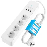 Smart WLAN Steckdosenleiste Mehrfachsteckdose Alexa, Google Home, Sprachsteuerung, Smart Things, Smart Life 1.5M USB Type C Fernzugriff Steckerleiste Stromleiste Mehrfachstecker Verteilersteckdose