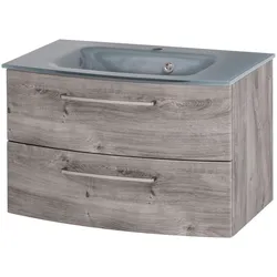 Waschtisch WELLTIME "Windau", braun (eiche ribbeck, eiche ribbeck), B:80cm H:56cm T:47cm, Waschtische, Breite 80 cm, mit Soft-Close Funktion