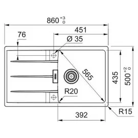 Franke Centro CNG 611-86 rechts Granit Onyx Excenterbetätigung 0 x 0 mm