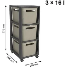 Rotho Schubladenbox Brisen 36,6 x 30,0 x 77 cm 3-tlg. cappuccino