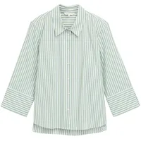 Tom Tailor Damen Loose Fit Bluse mit Streifenmuster, grün,