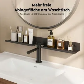 doporro Waschbecken Ablage 60 cm über dem Wasserhahn, Badezimmer Regal ohne Bohren oder zum Bohren, Waschbecken-wasserhahn-organizer, Grau Reglo-17
