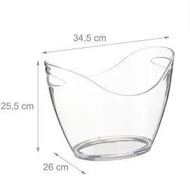 Relaxdays Getränkekühler, 6l Partywanne, Sekt, Bier, Wein kühlen, Kunststoff, HxBxT: 25,5 x 34,5 x 26 cm, transparent