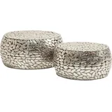 Kare DESIGN Couchtisch Pebbles 82976 2er Set Metall Silber