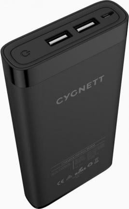 Cygnett ChargeUp swift 10K Wireless QI Portable Power Bank - black (10000 mAh, 15 W, 37 Wh), Powerbank, Schwarz