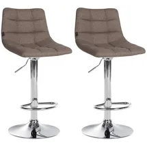 CLP Barhocker Jerry 2er Set 360° drehbar höhenverstellbar Stoff Taupe