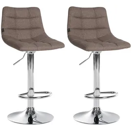CLP Barhocker Jerry 2er Set 360° drehbar höhenverstellbar Stoff Taupe