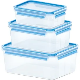 Emsa Clip&Close rechteckig Aufbewahrungsbehälter-Set, 3-tlg. blau 508567