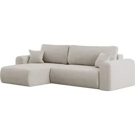 Kaiser Möbel Ecksofa mit Schlaffunktion L-förmiges Sofa Capri Stoff Poso Beige Links