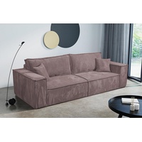 Compleo Schlafsofa MONA mit Bettkasten und Bettfunktion, Cordstoff, 3-Sitzer Sofa, Breite: 255 cm rosa