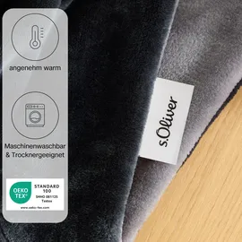 s.Oliver Wohndecke S.OLIVER "Doublesoft, Kuscheldecke, Deal, Kissen geschenkt", grau (dunkelgrau, grau), B:150cm L:200cm, Polyester, Wohndecken, Wohndecke, Kuscheldecke 150x200 cm, GRATIS-Zugabe:2x Kissenhülle (Reißverschluss)
