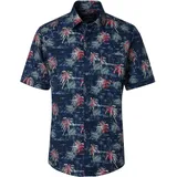 CasaModa Kurzarmhemd mit floralem Print Blau XL