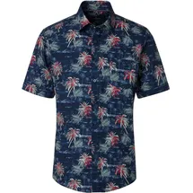 CasaModa Kurzarmhemd mit floralem Print Blau XL