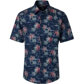 CasaModa Kurzarmhemd mit floralem Print Blau XL