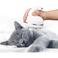Fdit Pet Elektrisches Massagegerät Katzen Hunde Pfote 3D Kopfmassage Katzenkopfmassagegerät USB Laden Elektrisches Haustiermassagegerät(Weiß)