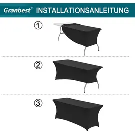 luxuskollektion Granbest 2er Pack Schwarze 6FT Fitted Spandex Tischdecke für