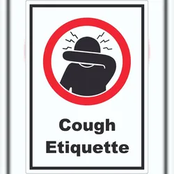 Cough Etiquette Symbol und Text Aufkleber A6 (105x148mm)