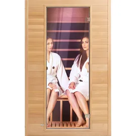 Vevor 2-Personen-Ferninfrarotsauna, Heimsaunakabine aus Infrarot-Hemlockholz mit niedrigem EMF und gehärteter Glastür, Bluetooth-Lautsprecher, für
