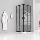 iflair Danielle Eck-Duschkabine mit Schiebetür rechts 75 x 180 cm Schwarz teilsatiertes Sicherheitsglas DK79
