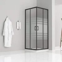 iflair Danielle Eck-Duschkabine mit Schiebetür rechts 75 x 180 cm Schwarz teilsatiertes Sicherheitsglas DK79