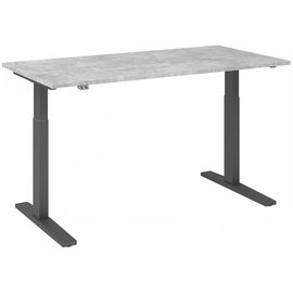 Hammerbacher XMKA16 elektrisch höhenverstellbarer Schreibtisch beton rechteckig, C-Fuß-Gestell grau 160,0 x 80,0 cm