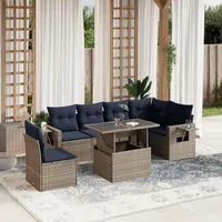 vidaXL Gartensofa-Set 7-tlg. grau