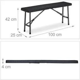 Relaxdays Bierbank 100 x 42 x 25 cm Schwarz