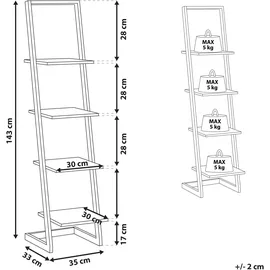 Beliani Bücherregal Schwarz / Heller Holzfarbton MDF-Platte / Metall 4 Fächern JOPLIN in Schwarz/Dunkler Gr.: onesize