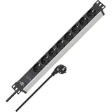 Brennenstuhl Alu-Line 19 schwarz/silber, Überspannungsschutz, 8-fach, 2m