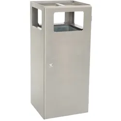 PROREGAL Quadratischer Kombiascher aus Edelstahl | 70 liter, HxBxT 88x38,5x38cm | Basismodul ohne Bedachung | Silber