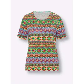 Classic Basics Kurzarmshirt CLASSIC BASICS "Kurzarm-Shirt", Damen, Gr. 46, gelb (erdbeere, sonnengelb, bedruckt), 100% Baumwolle, ethno, gemustert, Rundhals, Shirts