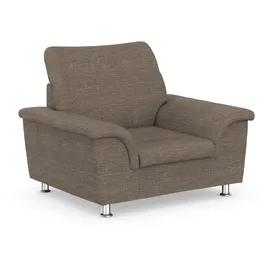 DOMO collection Sessel DOMO COLLECTION "Franzi, zeitlos & elegant, moderne Sitzheftung", beige (beige, braun), B:120cm H:81cm T:97cm, 90% Polyester, 10% Acryl, Sessel, Sessel, mit Kopfteilverstellung, bequeme Armlehnen, chromfarbene Füße