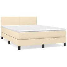 vidaXL Boxspringbett mit Matratze Creme 140x190 cm Stoff