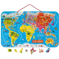 Janod - MAGNETISCHE LANDKARTE DIE WELT DEUTSCH 92 TEILE (HOLZ)