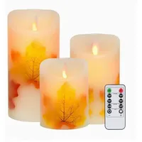 Set Mit 3 Led-kerzen In Ahornblattform, Warmweiß, Flammenlos, Batteriebetrieben, Flackernde Dochte, Mit Fernbedienung Und Timer, Für Dekoration Und Hochzeiten (ahornblatt)