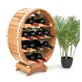 DanDiBo Ambiente DanDiBo Weinregal Weinfass für 12 Flaschen Natur lackiert Flaschenhalter Fass