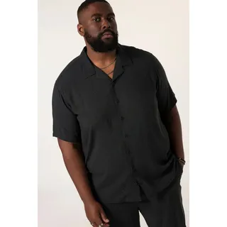 STHUGE Kurzarmhemd Hemd Halbarm Kuba-Kragen Alloverdruck kastiger Fit schwarz 6XL